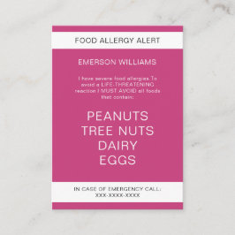 Visita Cartão de Chef Personalizado de Alerta de Alergia 