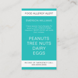 Visita Cartão de Chef Personalizado de Alerta de Alergia 