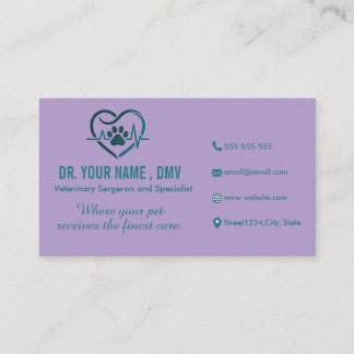 Visita Cartão de Clínica Veterinária Personalizado com Lo