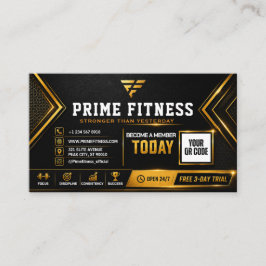 Visita Cartão de Clube de Fitness Editável Preto e Dourad