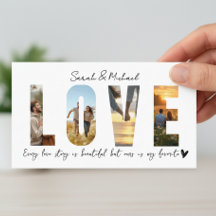 Cartão de Colagem de Fotos LOVE Personalizado para
