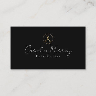 Visita Cartão de Compromisso de Hairstylist Branco preto 