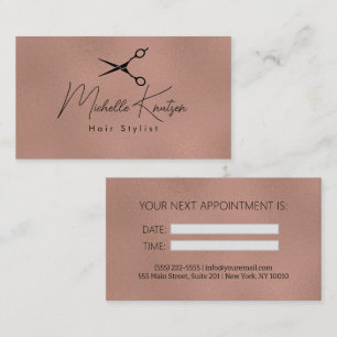 Visita Cartão de Compromisso de Hairstylist Dourado preto