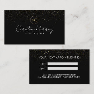 Visita Cartão de Compromisso de Hairstylist Dourado preto