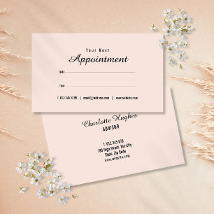 Visita Cartão de Compromisso de Letra Elegante Rosa Simpl