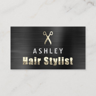 Visita Cartão de Compromisso Dourado Preto Salon Stylist