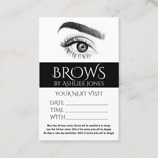Visita Cartão de Compromisso Eyebrows Eyelashes Salão (Frente)