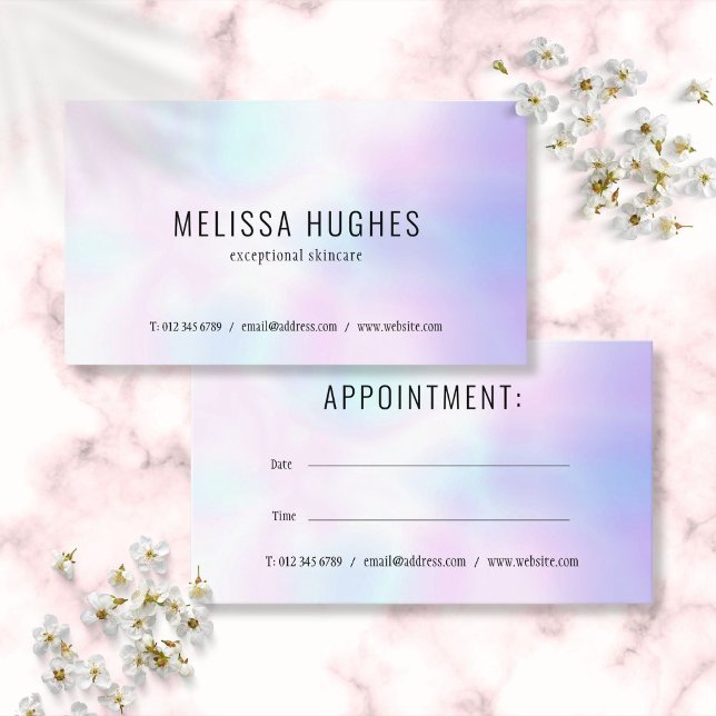 Visita Cartão de Compromisso Holográfico Simples Moderno (Simple Modern Holographic Appointment Card)
