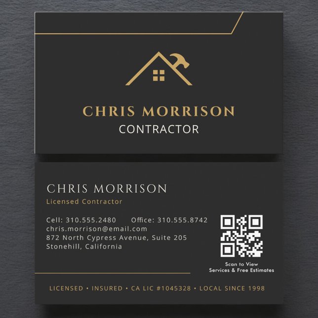 Visita Cartão de Construtor de Ouro Preto Código QR (Criador carregado)
