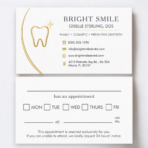 Visita Cartão de Consulta Odontológica Dente Ouro Elegant