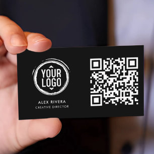 Visita Cartão de Contato com Código QR Escaneável - Preto