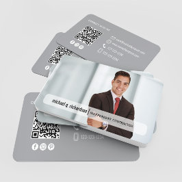 Visita Cartão de Contato de Foto com QR Code Minimalista 