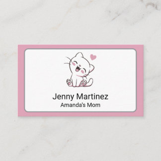 Visita Cartão de Contato de Mãe Personalizado com Gato Br