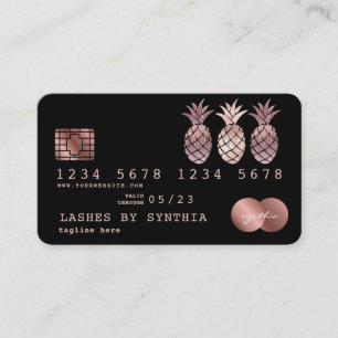 Visita Cartão de Crédito de Abacaxi Estilado Dourado