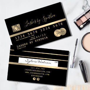 Visita Cartão de Crédito Estilado Dourado e Preto adicion