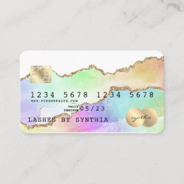 Visita Cartão de Crédito Holograph Pastel agate unicorn