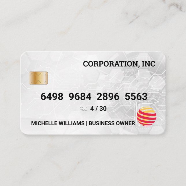 Visita Cartão de Crédito | Informações técnicas modernas (Frente)