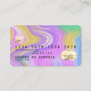 Visita cartão de crédito pastel unicorn rosa e dourado