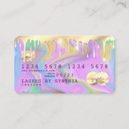 Visita cartão de crédito pastel unicorn rosa e dourado