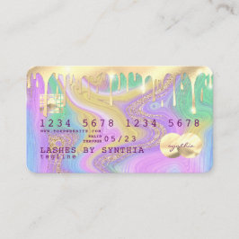 Visita cartão de crédito pastel unicorn rosa e dourado