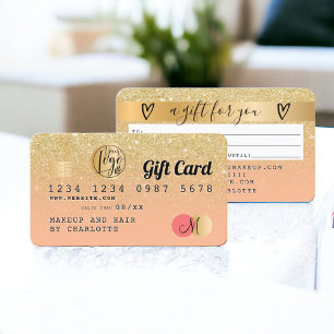 Visita Cartão de crédito - prenda de pêssego ombre glitte