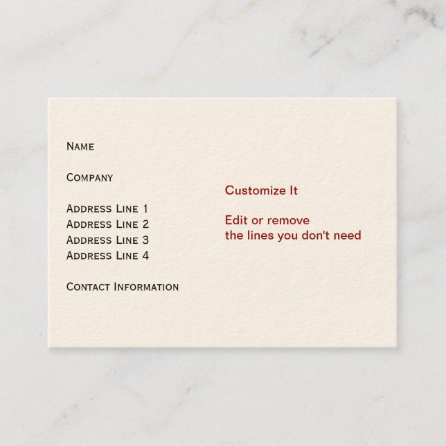 Visita Cartão de creme (Frente)