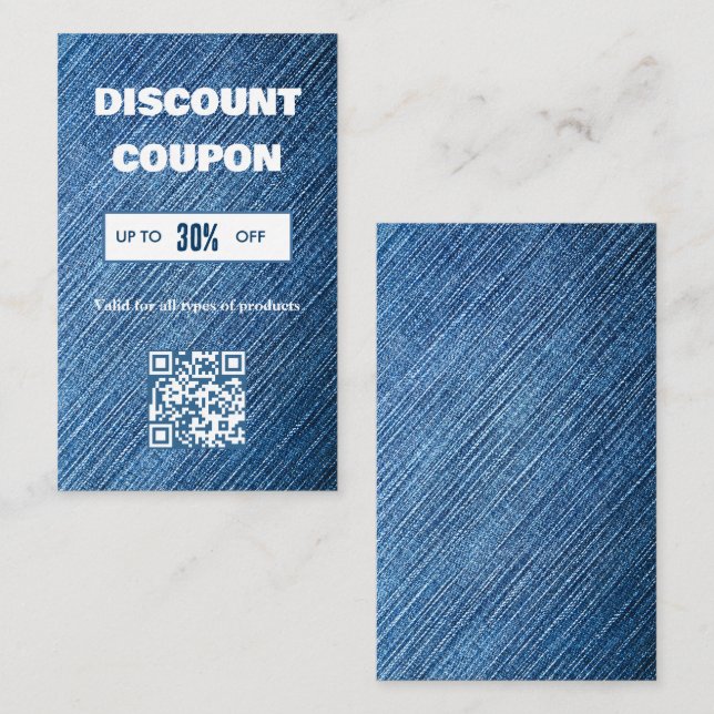 Visita Cartão de Desconto com Código QR Minimalista (Frente/Verso)