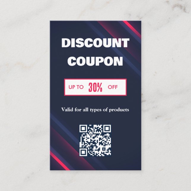 Visita Cartão de Desconto com Código QR Minimalista (Frente)