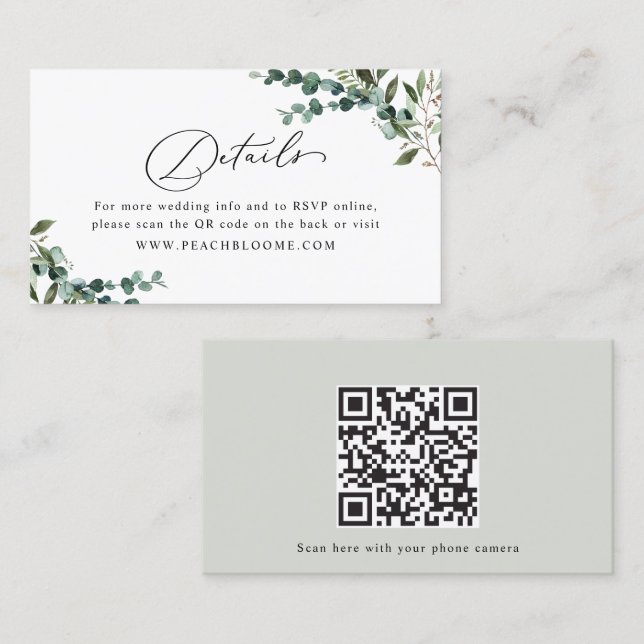 Visita Cartão de Detalhes de Casamento com Código QR de F (Frente/Verso)