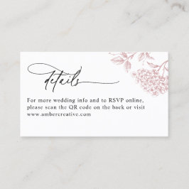Visita Cartão de Detalhes de Casamento com Código QR Flor