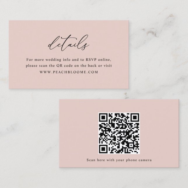 Visita Cartão de Detalhes do Código QR do Site de Casamen (Frente/Verso)