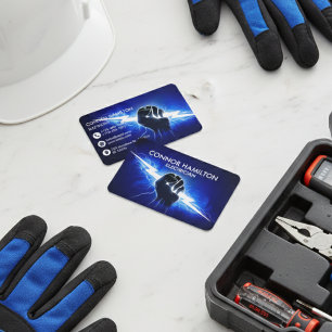 Visita Cartão de Empresário Eletricista Moderno Azul Tend