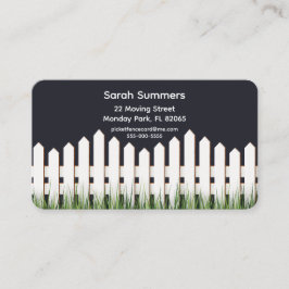 Visita Cartão de endereço com cerca branca de piche e gra