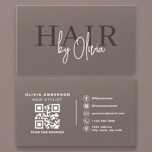 Visita Cartão de Esteticista de Cabelo com QR Code Neutro