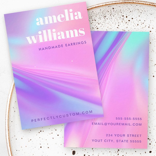 Visita Cartão de exibição de brincos com gradiente rosa r (Trendy pink purple gradient earring display card)