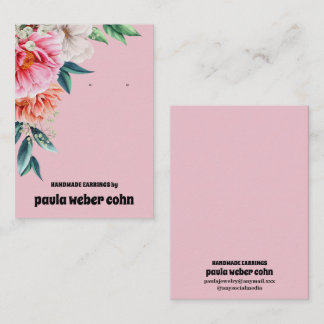 Visita Cartão de Exibição de Brincos de Luxo Floral Rosa