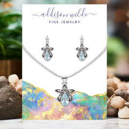 Visita Cartão de Exibição de Colar de Opala de Fogo Pedra