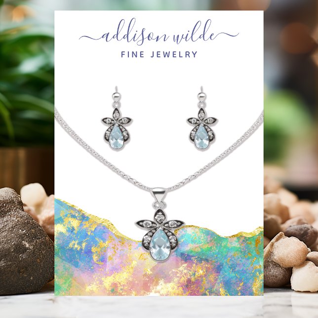 Visita Cartão de Exibição de Colar de Opala de Fogo Pedra (Criador carregado)