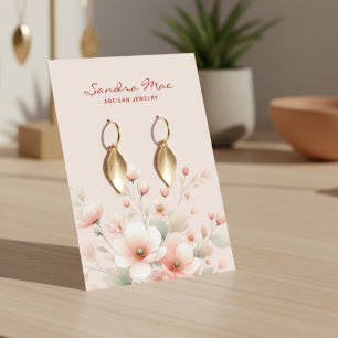 Visita Cartão de Exibição Floral Rosa Pastel Elegante