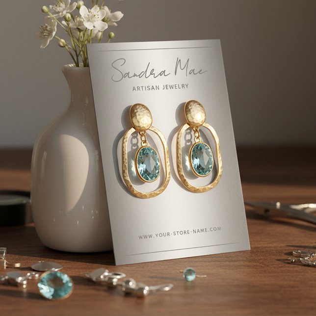 Visita Cartão de Exposição de Joias Preto Branco Cinza Cu (Criador carregado)