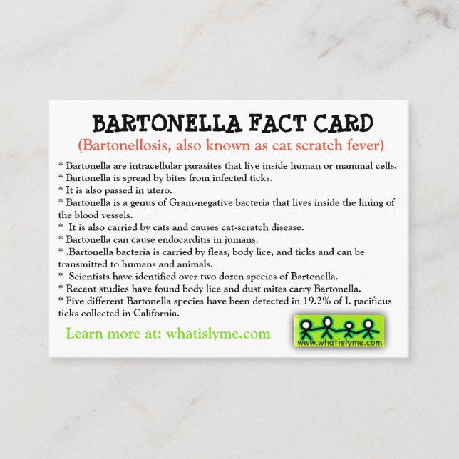 Visita Cartão de Fatos de Bartonella (Frente)