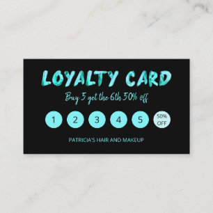 Visita Cartão de Fidelidade 5 Bold Teal Maquiador Salão d