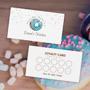 Visita Cartão de Fidelidade Blue Donut Cute Padaria Clien