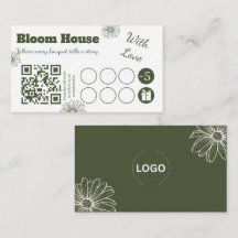 Cartão de Fidelidade com Código QR Floral para Neg