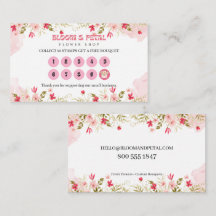 Cartão de Fidelidade de Aquarela Floral Rosa