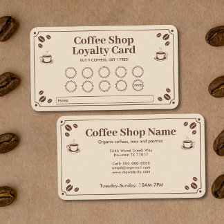Visita Cartão de Fidelidade de Café em Estilo Vintage