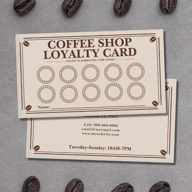 Visita Cartão de Fidelidade de Café - Grãos de Café (Coffee Beans - Coffee Shop Loyalty Card)