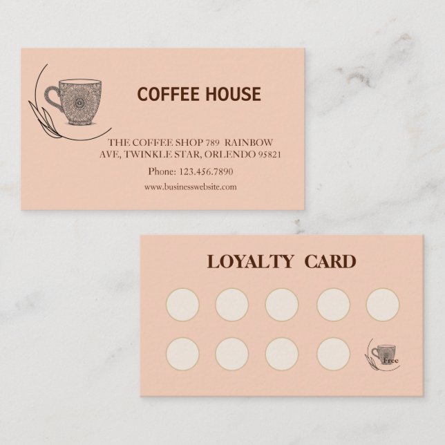 Visita Cartão de Fidelidade de Café Simples Moderno (Frente/Verso)