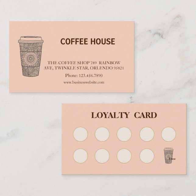 Visita Cartão de Fidelidade de Café Simples Moderno (Frente/Verso)