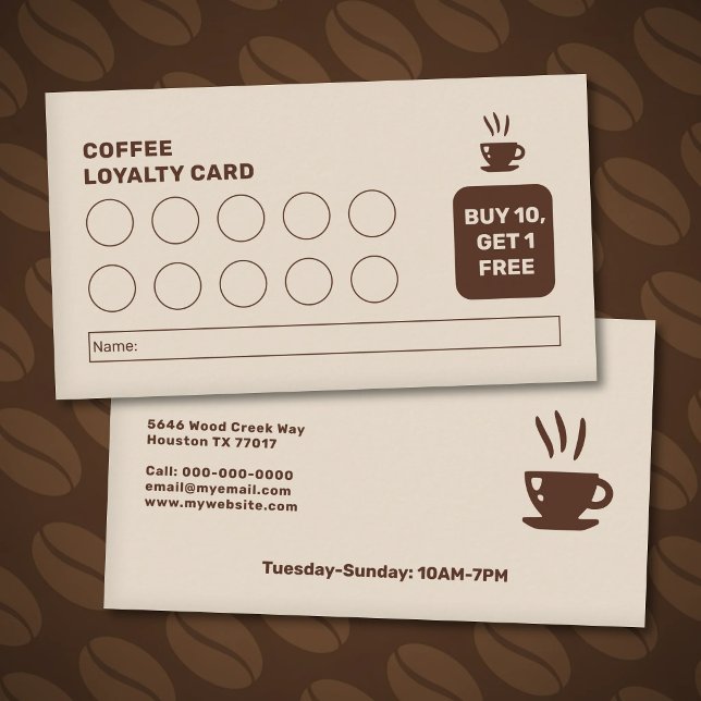 Visita Cartão de Fidelidade de Cafeteria Moderna (Modern Coffee Shop Loyalty Card)